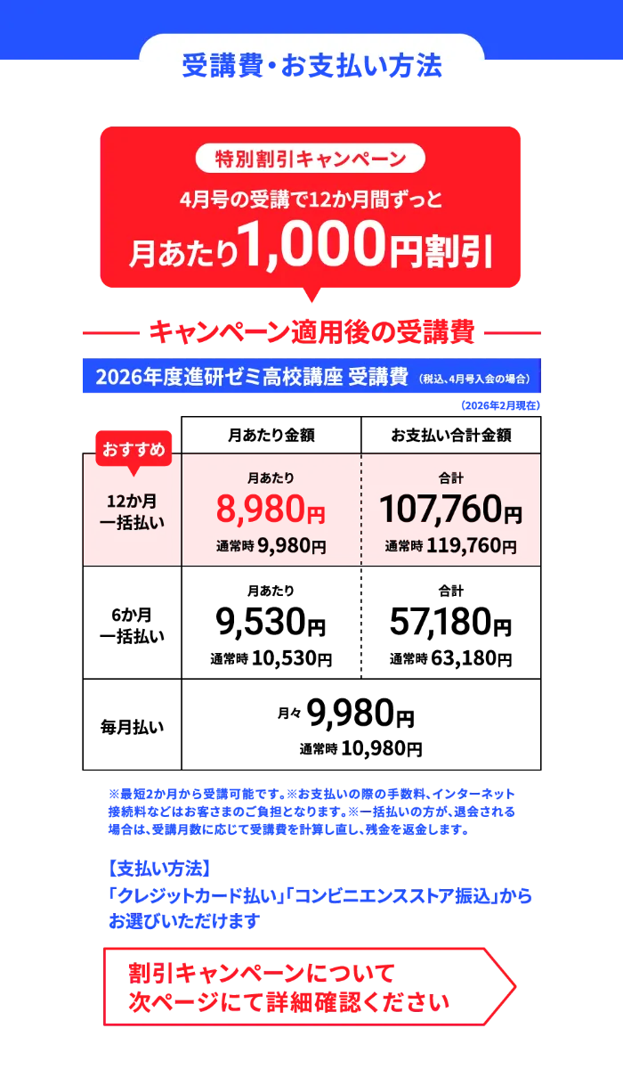 受講費・お支払い方法 塾・予備校・他タブレット学習よりも圧倒的にオトク！