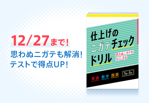 12/27まで! 思わぬニガテも解消!テストで得点UP!