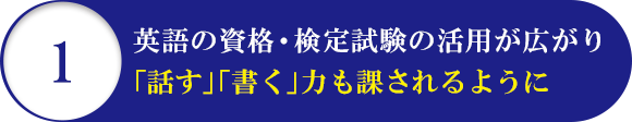 1 英語資格・検定試験の活用が広がり「話す」「書く」力も課されるように