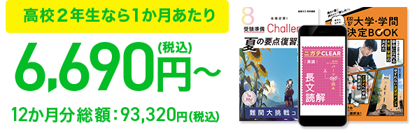 高校2年生なら1カ月あたり 6,690円（税込）12カ月分総額:93,320円（税込）