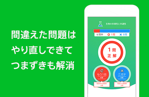 間違えた問題はやり直しできてつまずきも解消