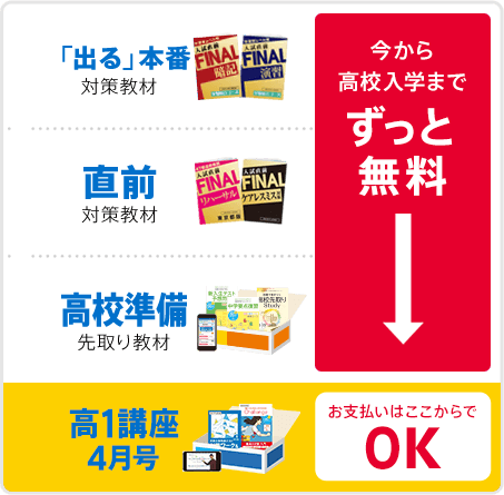 ニガテ対策教材 本番対策教材 入学準備先取り教材 今から高校入学までずっと無料 高1講座4月号 お支払いはここからでOK