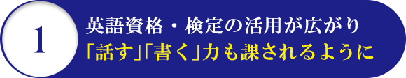 1 英語資格・検定試験の活用が広がり「話す」「書く」力も課されるように