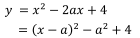 y =x^2-2ax+4 =(x-a)^2-a^2+4