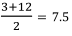(3+12)/2 = 7.5